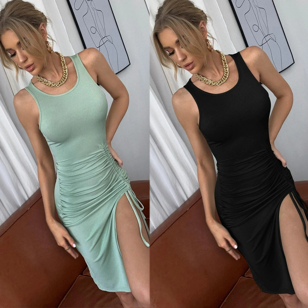 ZARA Sexy Mint Green Bodycon Slit Knit Mini Dress
